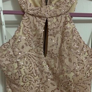 Blush Sequin Flowing Delicate Floor Length Gown